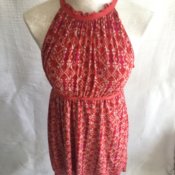 Max Studio Dress Ikat Print Mesh Sleeveless Halter - Picture 2 of 8